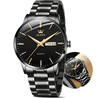 HOTOLEVS Classic Men Watches with Date,Stainless Steel Man Watch with Date, Bussiness Watches for Men,Luminous Quartz Mens Watches Black/White/Blue/Gold, Waterproof Male Watch with Week