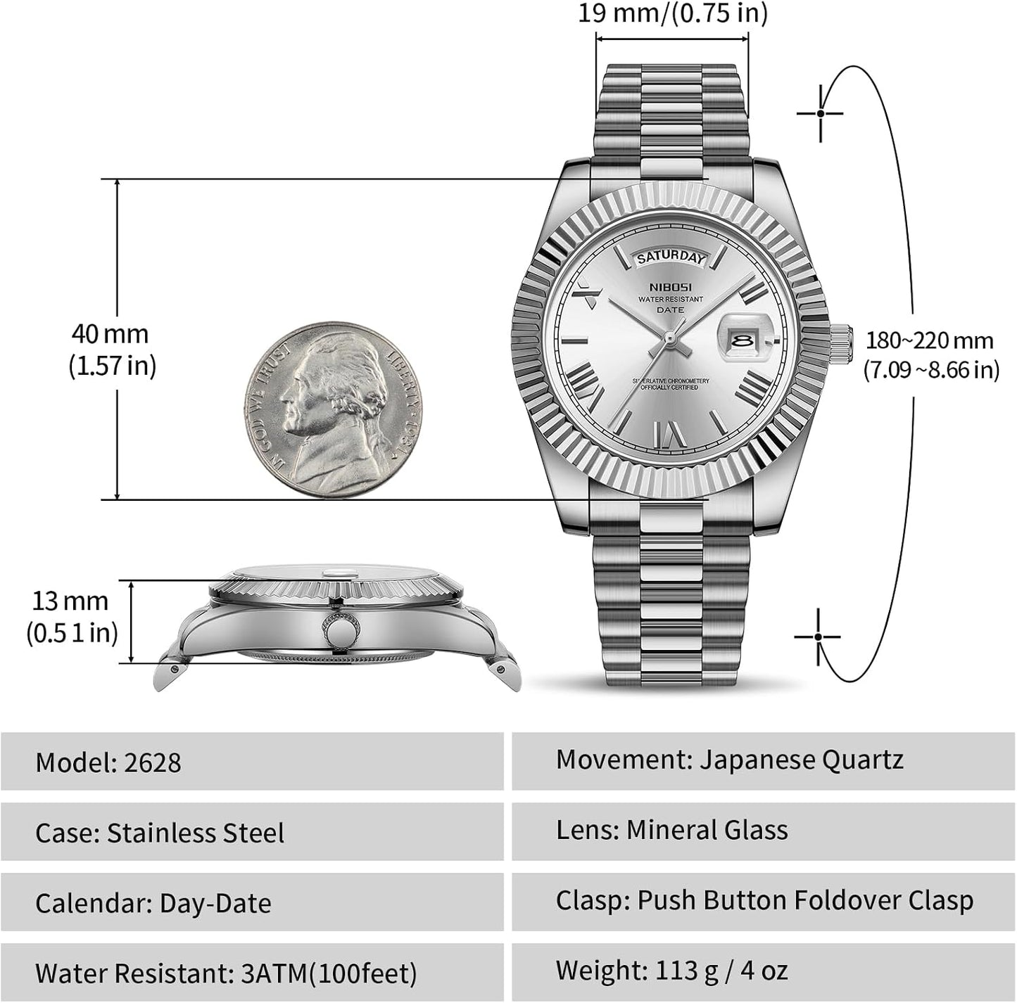 HOTNIBOSI Men Watches Analog Quartz Stainless Steel Rose Gold Silver Watches for Men Waterproof Business Classic Desiger Wrist Watch with Day Date
