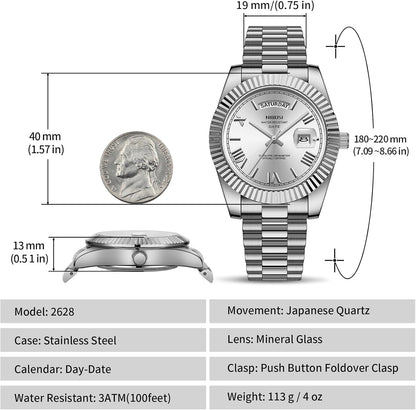 HOTNIBOSI Men Watches Analog Quartz Stainless Steel Rose Gold Silver Watches for Men Waterproof Business Classic Desiger Wrist Watch with Day Date