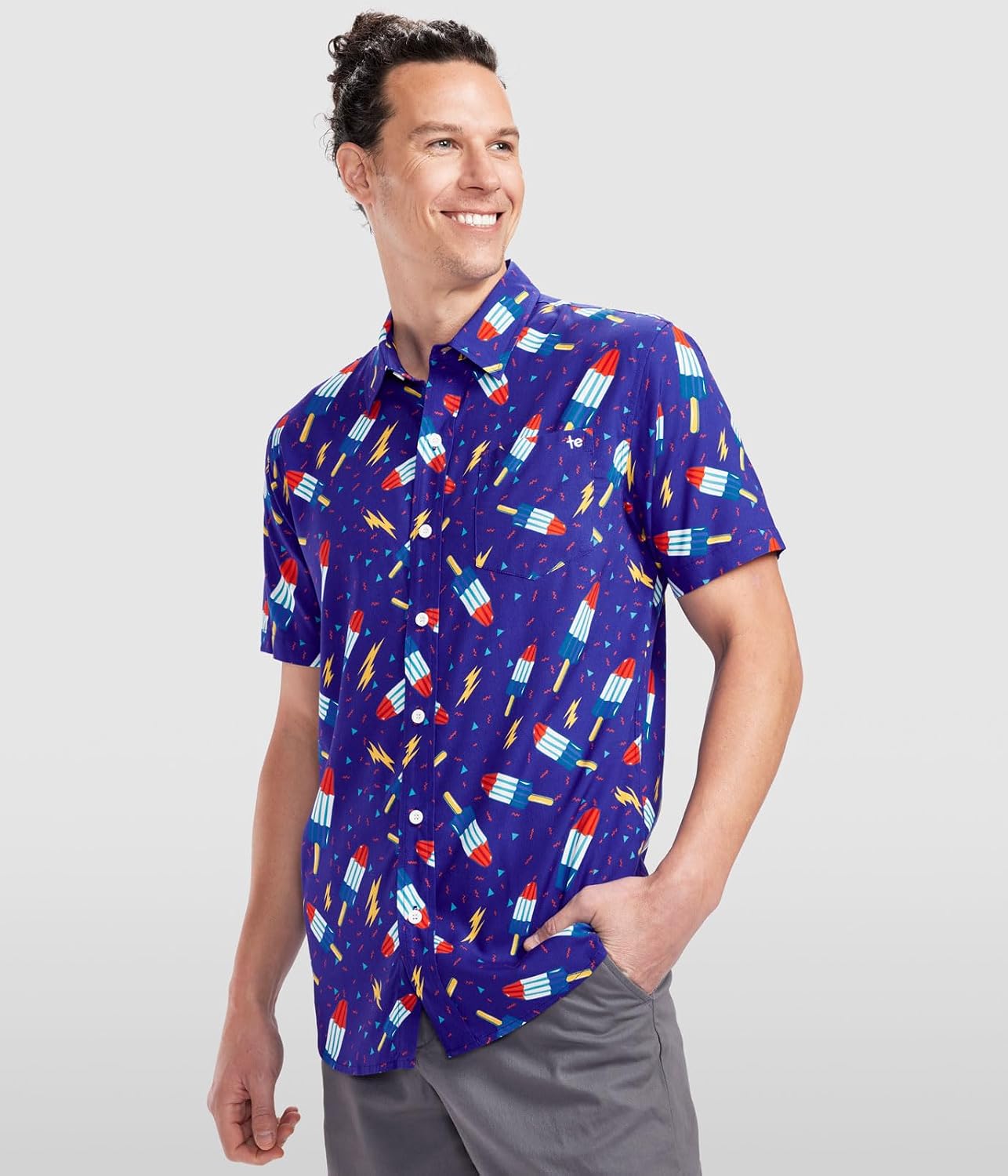 HOTTipsy Elves Patriotic Shirts for Men - USA Short Sleeve Button Up American Flag Shirts for Men for 4th of July