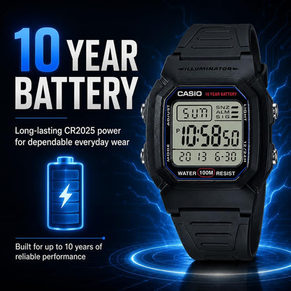 HOTCasio W800HG Series | Men’s Digital Watch | 100 Meter Water Resistance | Multi Function Alarm | 100 SEC Stopwatch | Auto Calendar | Countdown Timer | LED Light | Dual Time| 10 Year Battery