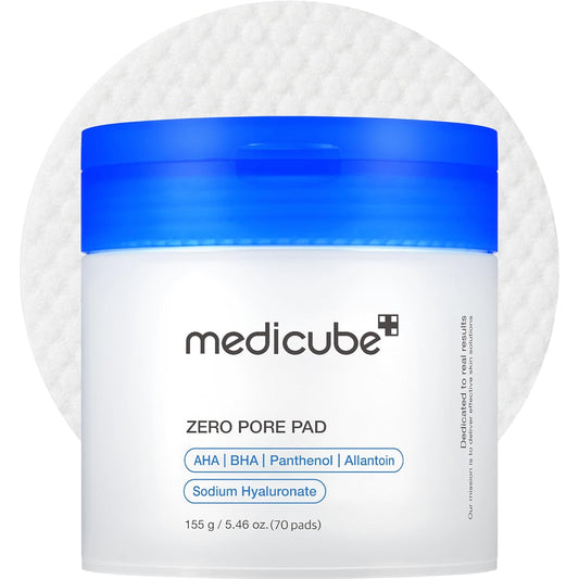 HOTmedicube Toner Pads Zero Pore Pad 2.0 | Dual-Textured Facial Pad for Exfoliation and Pore Care with 4.5% AHA Lactic Acid, 0.45% BHA Salicylic Acid | Ideal for All, Korean Skin Care, 70 Pads (1 Pack)