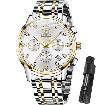 HOTOLEVS Men Multifunction Watch, Multi Dial Waterproof Luminous Chronograph Men's Watch with Date Gift for Men,Stainless Steel Watches for Men,Classic Men Wrist Watch