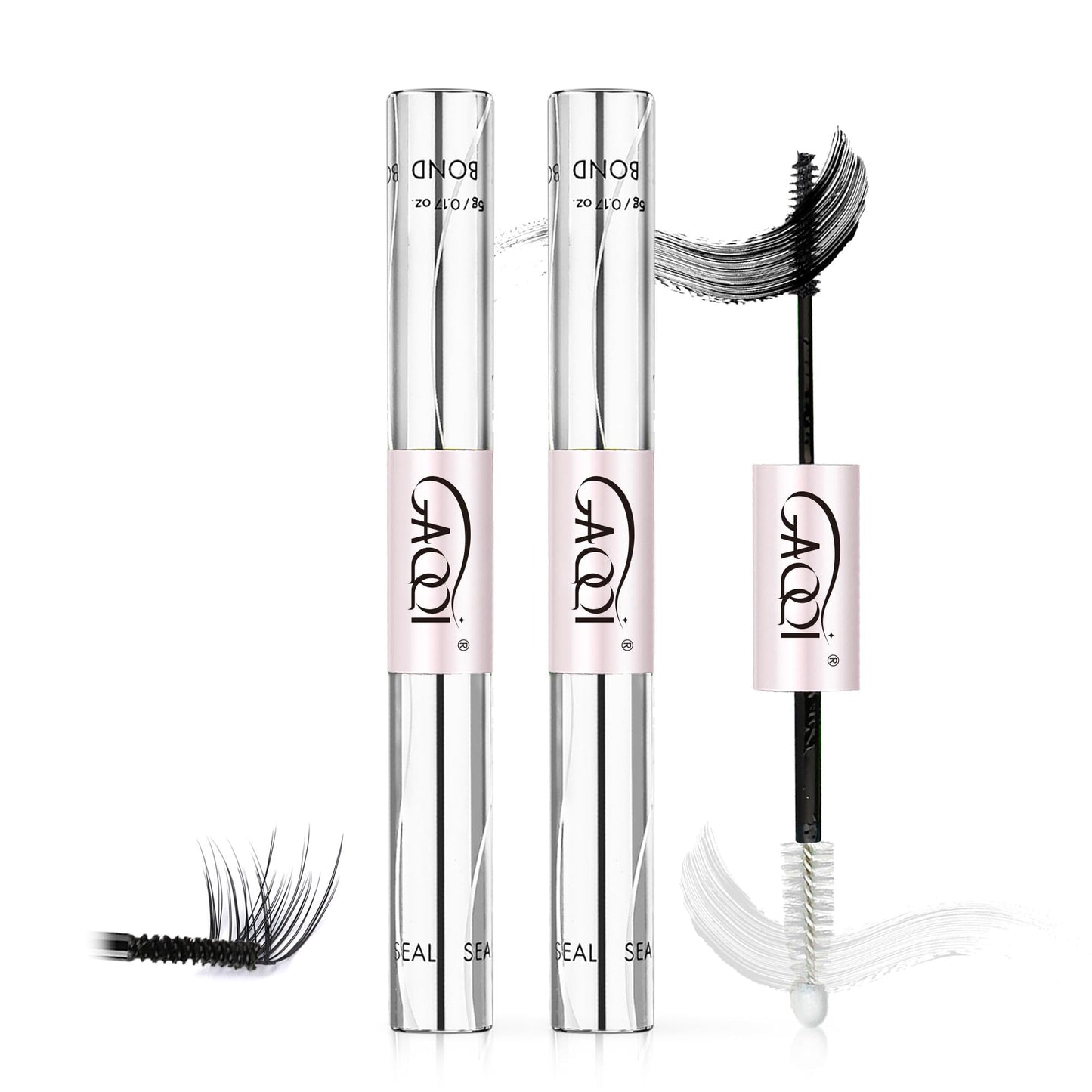 HOTGAQQI Lash Cluster Glue, Lash Bond and Seal Waterproof, Bond & Seal Eyelash Glue for Clusters, Eyelash Adhesive Black Long-Lasting 72H, Latex-Free（5ml+5ml）