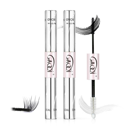 HOTGAQQI Lash Cluster Glue, Lash Bond and Seal Waterproof, Bond & Seal Eyelash Glue for Clusters, Eyelash Adhesive Black Long-Lasting 72H, Latex-Free（5ml+5ml）