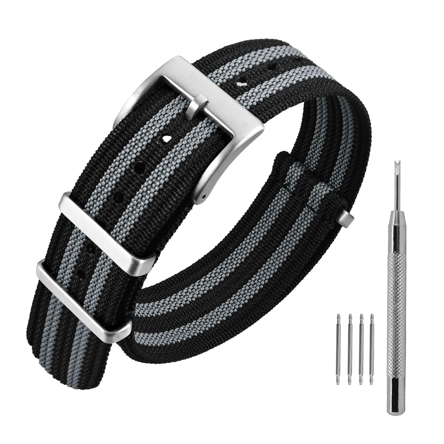 HOTANNEFIT Nylon Watch Band 16mm 18mm 20mm 22mm, One-Piece Waterproof Military Watch Straps with Heavy Buckle