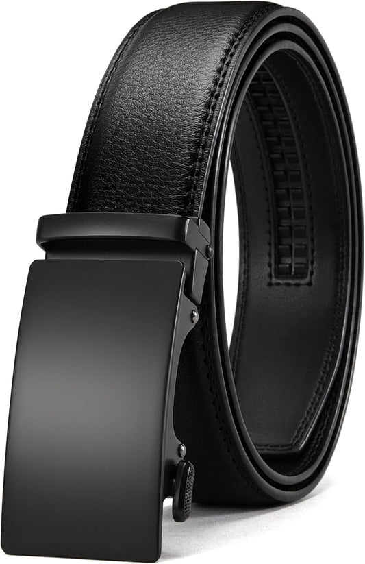 HOTCHAOREN Mens Belt - Mens Ratchet Belt Leather 1 3/8" for Dress Pant - Micro Adjustable Belt Fit Everywhere
