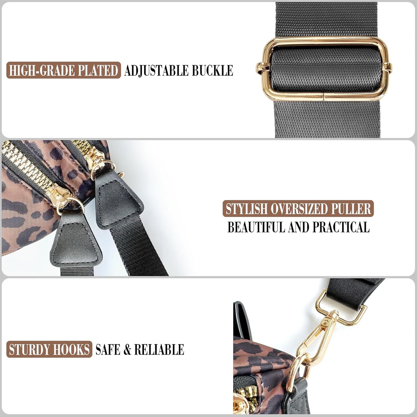 HOTBum Bag Crossbody Bag for Women | Spacious Bum Bags | Nylon Crossbody Fanny Packs | Leopard Purse Belt Wallet (Colour Bum Bag-Brown Leopard)