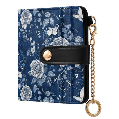 HOTElegant Peonies and Irises Rfid Women Wallet 1 Pack Cute Coin Purse PU Leather Small Wallets Credit Card Holder Bifold Zipper Thin Travel Wallet for Female Ladies Teen Girls Girly