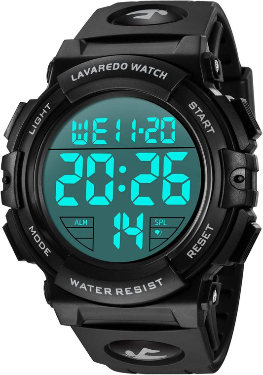 HOTL LAVAREDO Mens Digital Watch Sports Military Watches Waterproof Outdoor Chronograph Wrist Watches for Men with LED Back Ligh/Alarm/Date