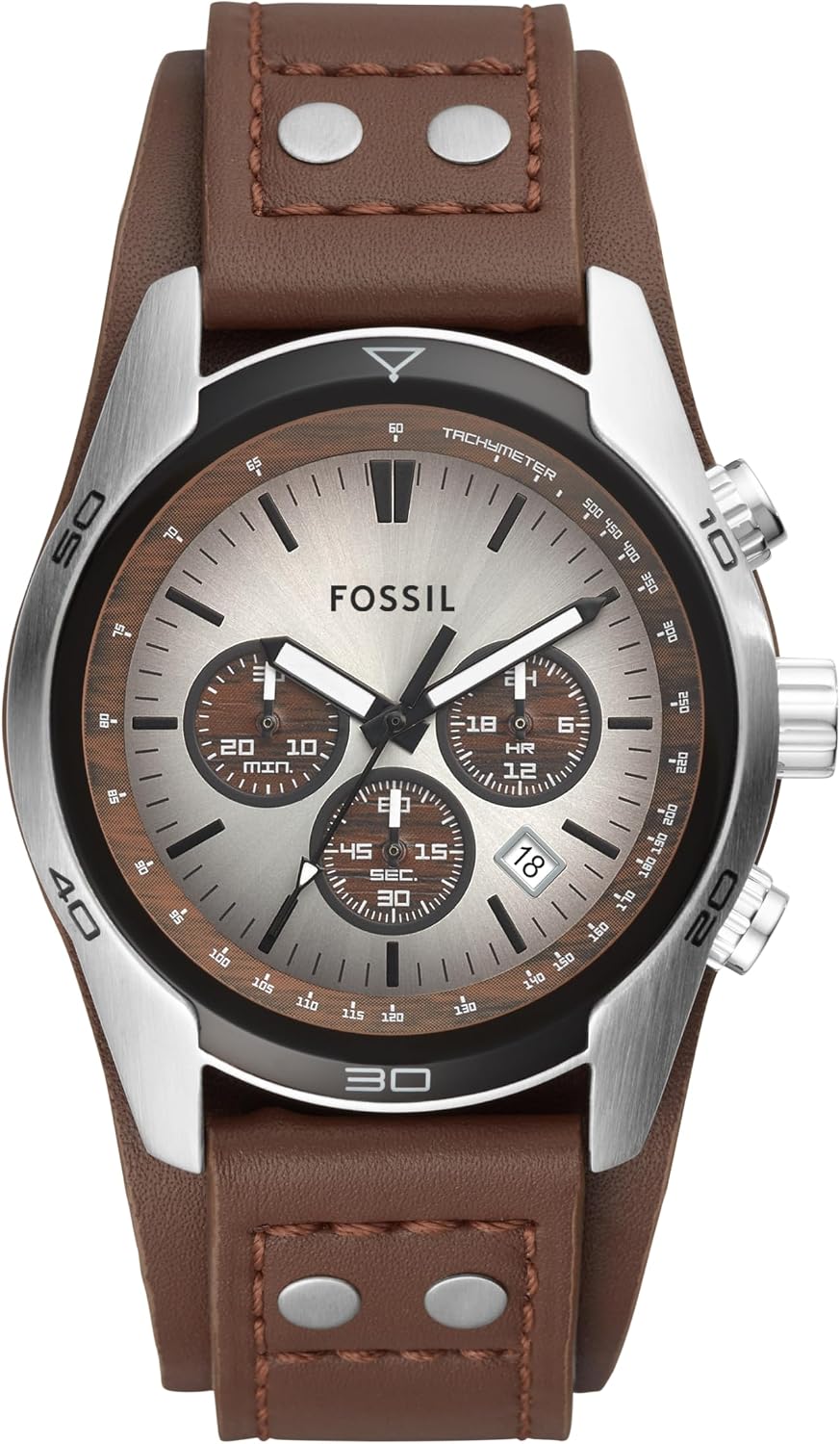 HOTFossil Men's Watch, Coachman Quartz Stainless Steel and Chronograph Leather Watch for Men