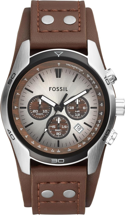 HOTFossil Men's Watch, Coachman Quartz Stainless Steel and Chronograph Leather Watch for Men