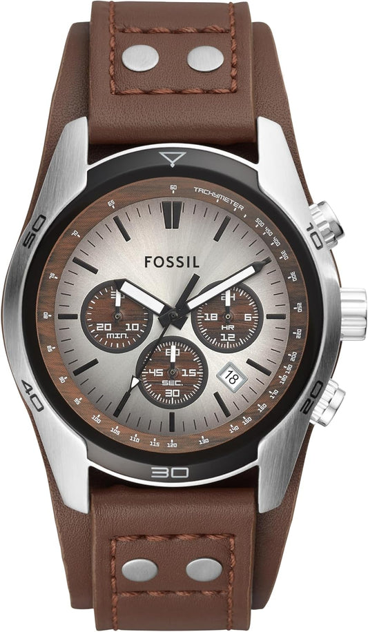 HOTFossil Men's Watch, Coachman Quartz Stainless Steel and Chronograph Leather Watch for Men