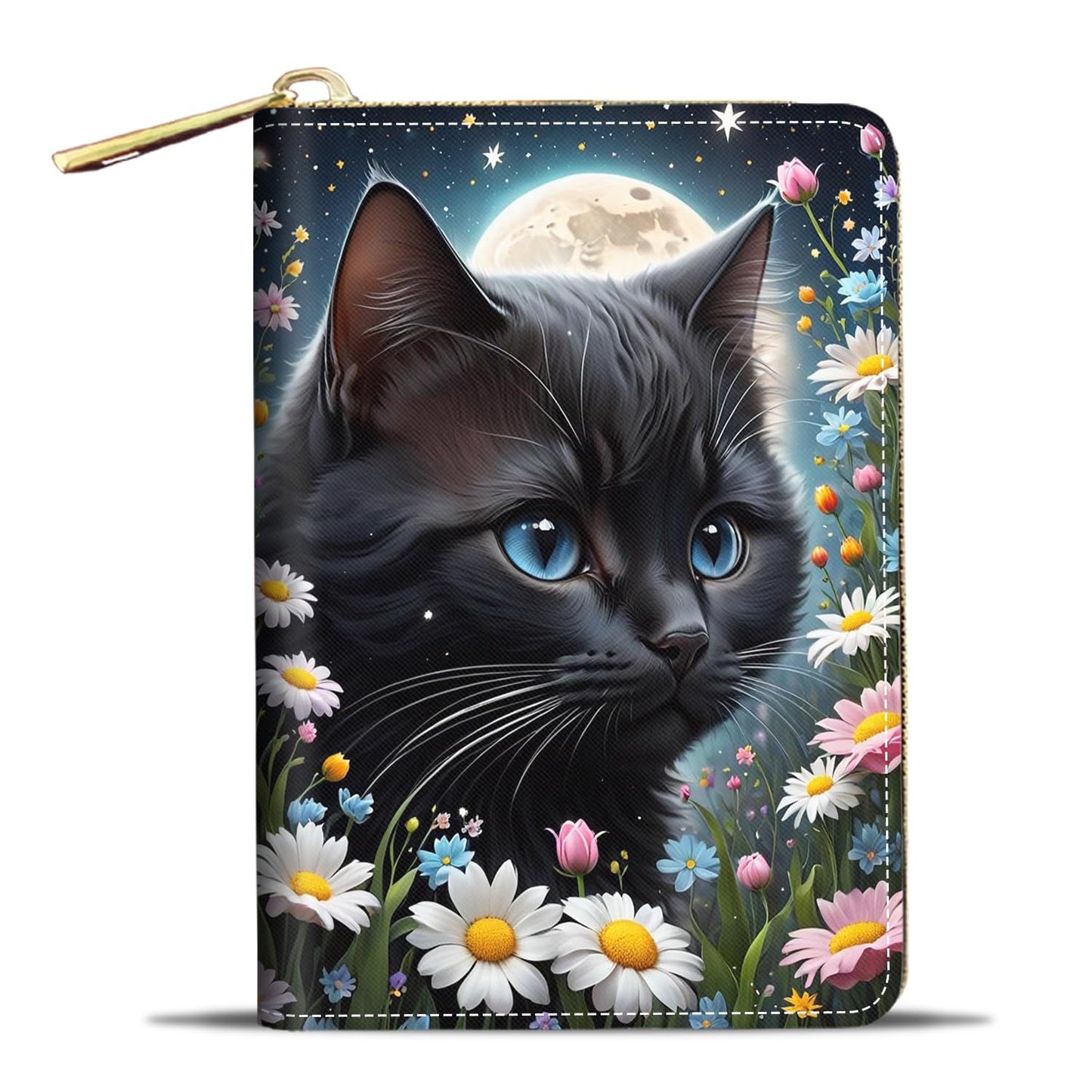 HOTCredit Card Holder Wallets for Women, Small RFID Wallet Slim Leather Card Organizer Case with Zipper, Retro Music Cassette
