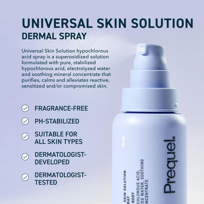 HOTPrequel Skin Universal Skin Solution Hypochlorous Acid Spray for Face and Body. Fine Mist HOCL Facial Cleanser and Dermal Spray with Minerals & Electrolyzed Water - pH-Stabilized Care. 4oz