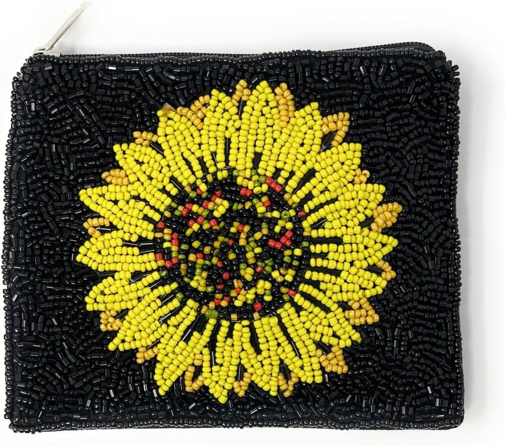 HOTSunflower Beaded Purse Pouch, Small Wallets, Beaded Coin Purse, Sunflower Gifts, Small Pouch, Birthday Gifts, Gift Card Pouch, Mother's Day Gifts