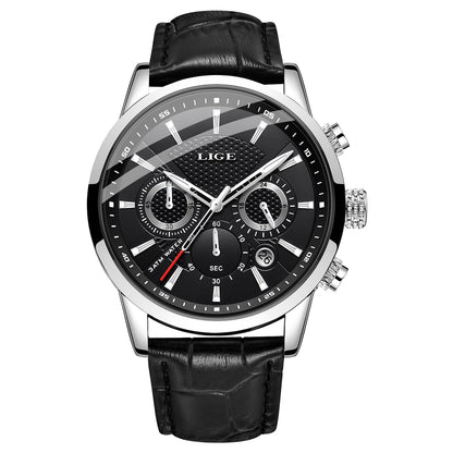 HOTLIGE Wrist Leather Watches for Men Analog Dress Chronograph Waterproof Vintage Work Casual Quartz with Date Display Chronograph Luminous 30M Water Resistant Business Classic Mens Watch