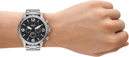 HOTFossil Men's Nate Quartz Watch, Oversized Stainless Steel Chronograph Watch for Men