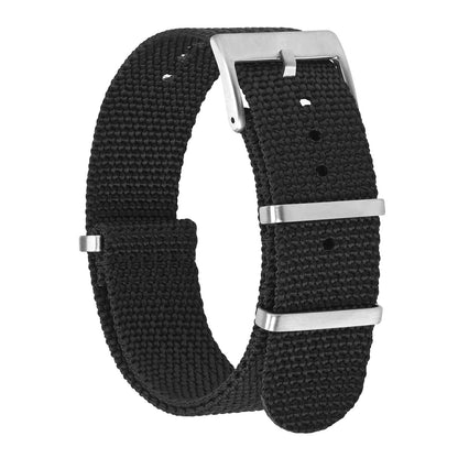 HOTBISONSTRAP Nylon Watch Bands for Men, One-Piece Military Watch Straps, 18mm 20mm 22mm