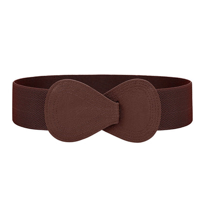 HOTWHIPPY Women Wide Elastic Belt Ladies Stretch Dress Belt Fashion Waistband with 8-shaped Interlock Leather Buckle