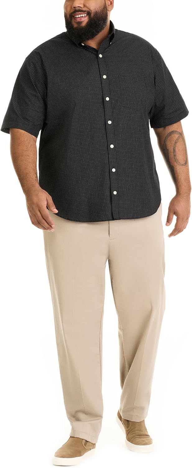 HOTVan Heusen Men's Big and Tall Wrinkle Free Short Sleeve Button Down Shirt, No-Tuck Length, Comfortable Stretch Fabric