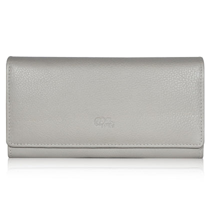 HOTWomen's Top Grain Leather Wallet, RFID Blocking Bifold clutch, 17 Card Slots, Zip Pocket Organizer, Elegant Gift for Women — Birthday, Valentine, Anniversary - TAUPE
