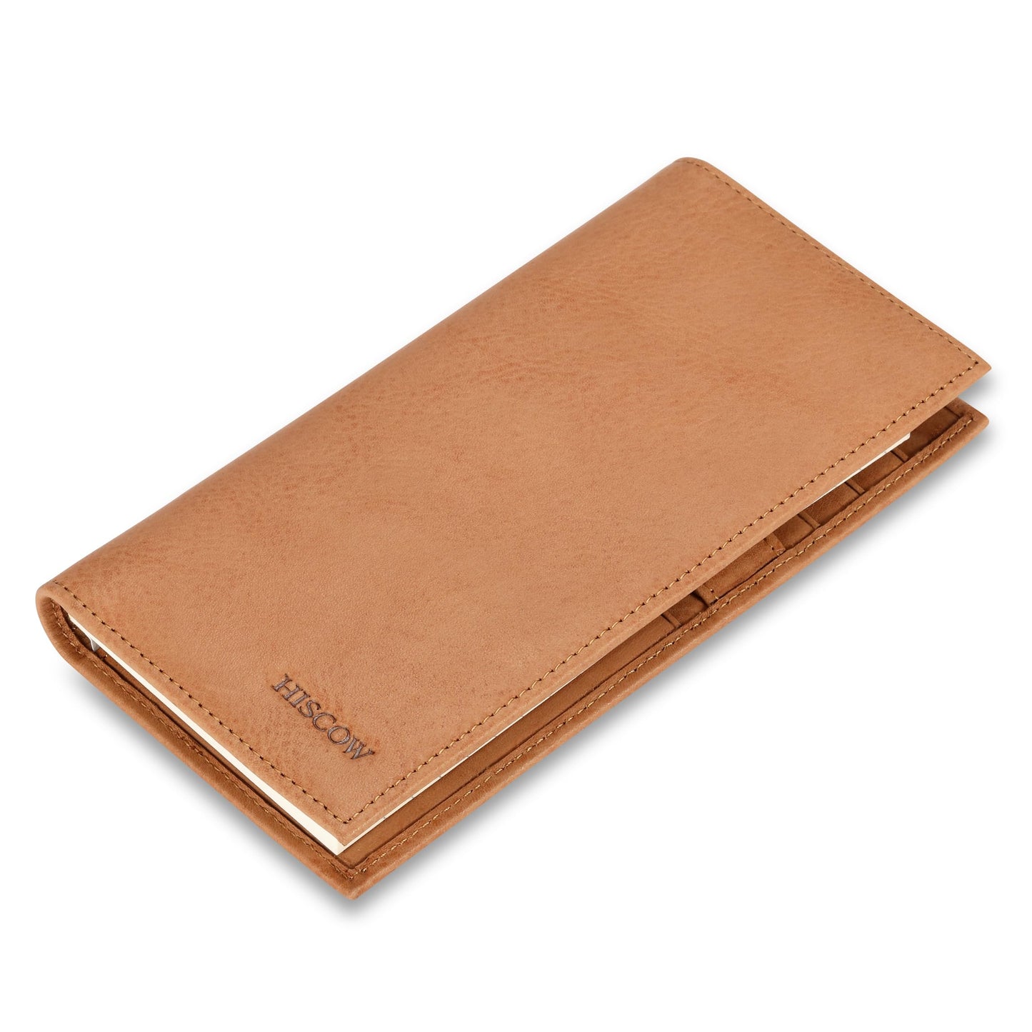 HOTHISCOW Leather Checkbook Cover with Card Slots & Pen Holder, Brown | Full grain cowhide, 5cc & ID window, personal check book & register pockets, removable duplicate divider, gifts for women men