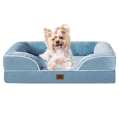 HOTEHEYCIGA Orthopedic Dog Beds for Extra Large Dogs 44x32Inch, Polyurethane Foam XL Pet Bed with Sides, Non-Slip and Egg-Crate Foam Big Dog Couch Bed with Washable Removable Cover, Grey
