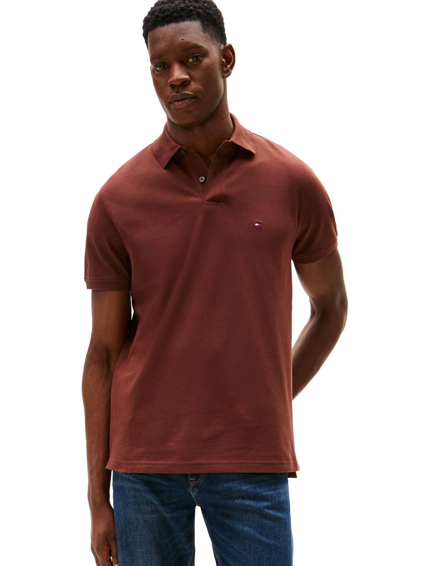 HOTTommy Hilfiger Men's Short Sleeve Polo Shirts in Classic Fit with Stretch and Organic Pique Cotton