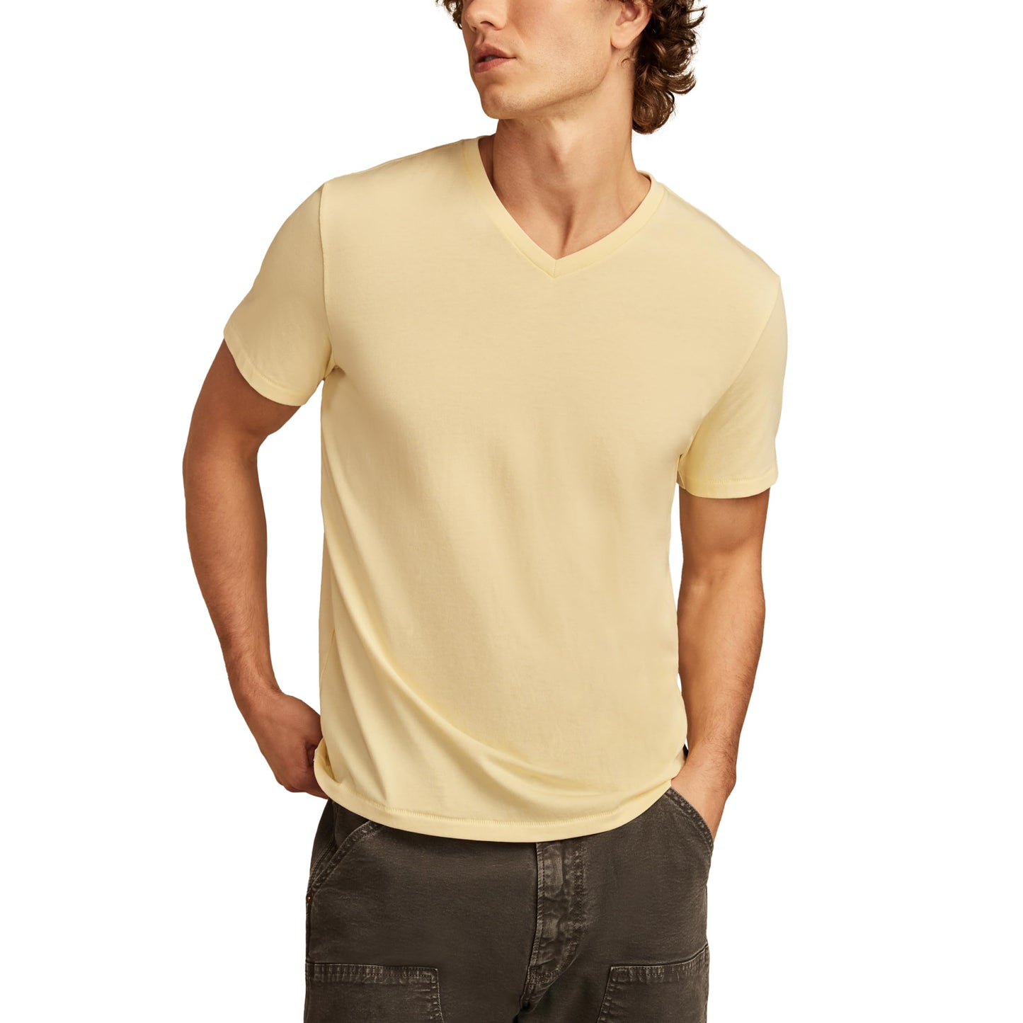 HOTLucky Brand Men's Venice Burnout V Neck Tee