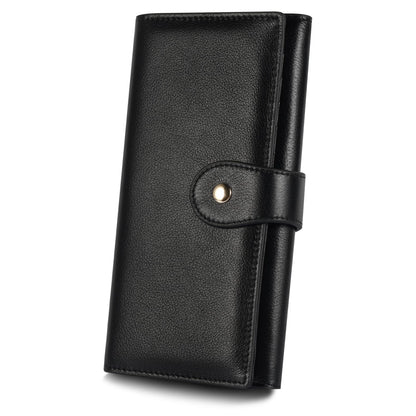 HOTProfessional RFID Blocking Wallet for Women - Genuine Leather Work Purse with Phone Pocket, Large Capacity Organizer for Credit Cards, ID, Cash & Office Essentials (Black)