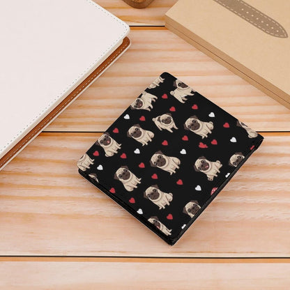 HOTWomen Wallets Small Bifold Pocket Wallet Puppy Dog Pugs Pug Lovers Card Holder Wallet Ladies Mini Short Purse