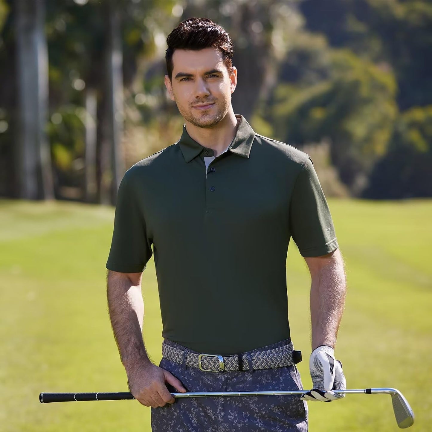 HOTMens Golf Shirt Short and Long Sleeve Moisture Wicking Dry Fit Performance Solid Casual Pique Golf Polo Shirts for Men