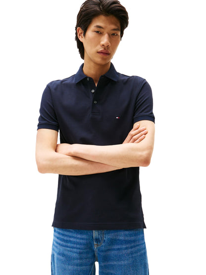 HOTTommy Hilfiger Men's Short Sleeve Polo Shirts in Slim Fit with Stretch and Organic Pique Cotton