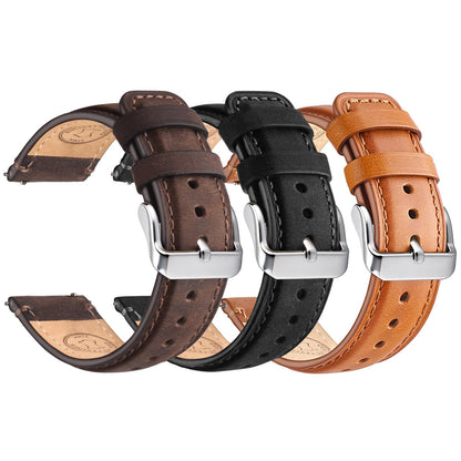 HOTWristitani 3 Pack Leather Watch Strap, 19mm 20mm 21mm 22mm 24mm Top Genuine Leather Watch bands for Men, Quick Release Vintage Wristband