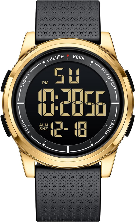 HOTGOLDEN HOUR Ultra-Thin Minimalist Sports Waterproof Digital Watches Men with Wide-Angle Display Rubber Strap Wrist Watch for Men Women