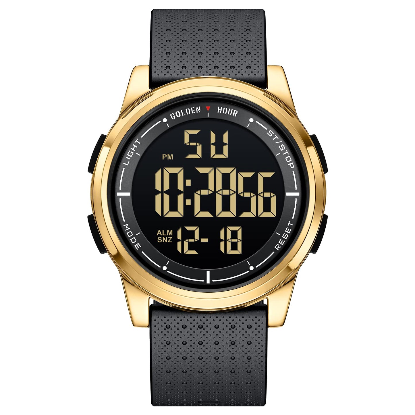 HOTGOLDEN HOUR Ultra-Thin Minimalist Sports Waterproof Digital Watches Men with Wide-Angle Display Rubber Strap Wrist Watch for Men Women
