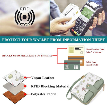 HOTSENDEFN Leather Credit Card Holder RFID Blocking Wallet for Women Large Capacity Card Case Organizer Wristlet with 35 Slots
