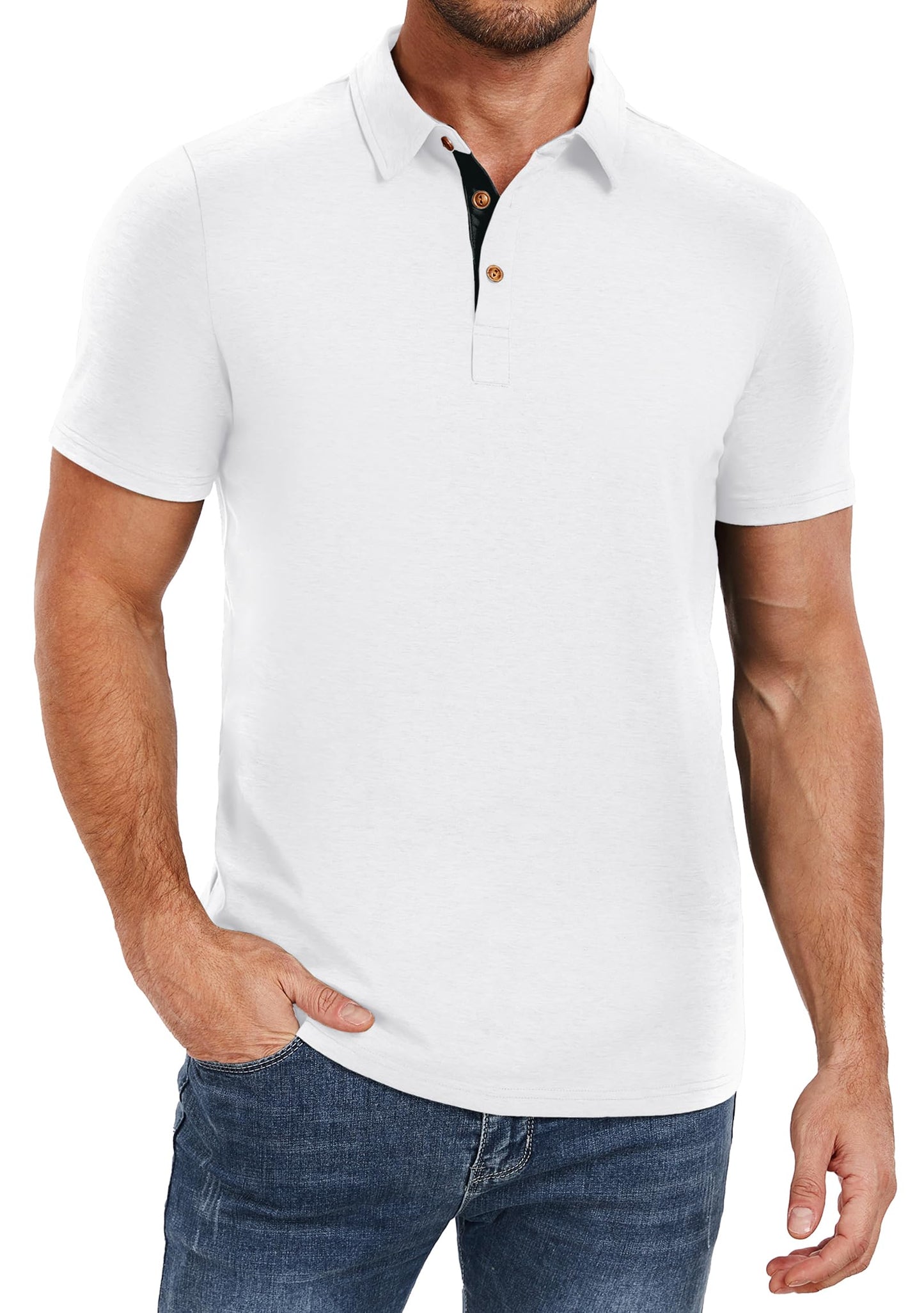 HOTPEGENO Mens Polo Shirts Short Sleeve Casual Cotton Golf Shirts Performance Polo Shirts for Men