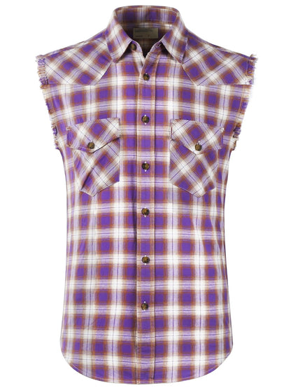HOTMen's Casual Flannel Plaid Shirt Sleeveless Plus Size Vest