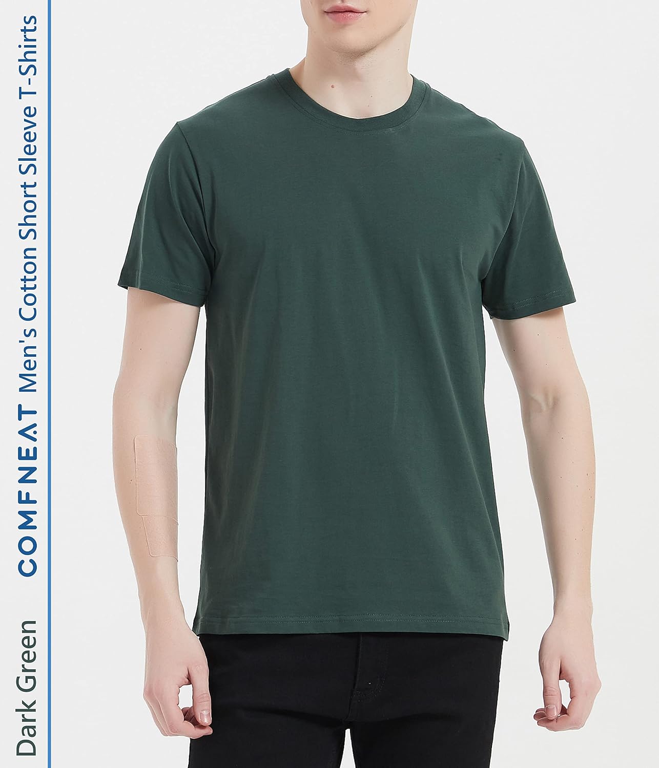 HOTComfneat Men's 3-Pack Lightweight T-Shirts Cotton Crew Neck Regular Fit Solid Tee