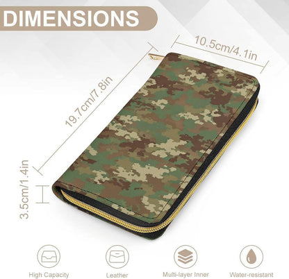 HOTPortable Womens Long PU Leather Wallet Army Classic Camouflage Pattern, Large Capacity Multi Card Slot Organizer, Waterproof Slim Purse for Shopping Trips