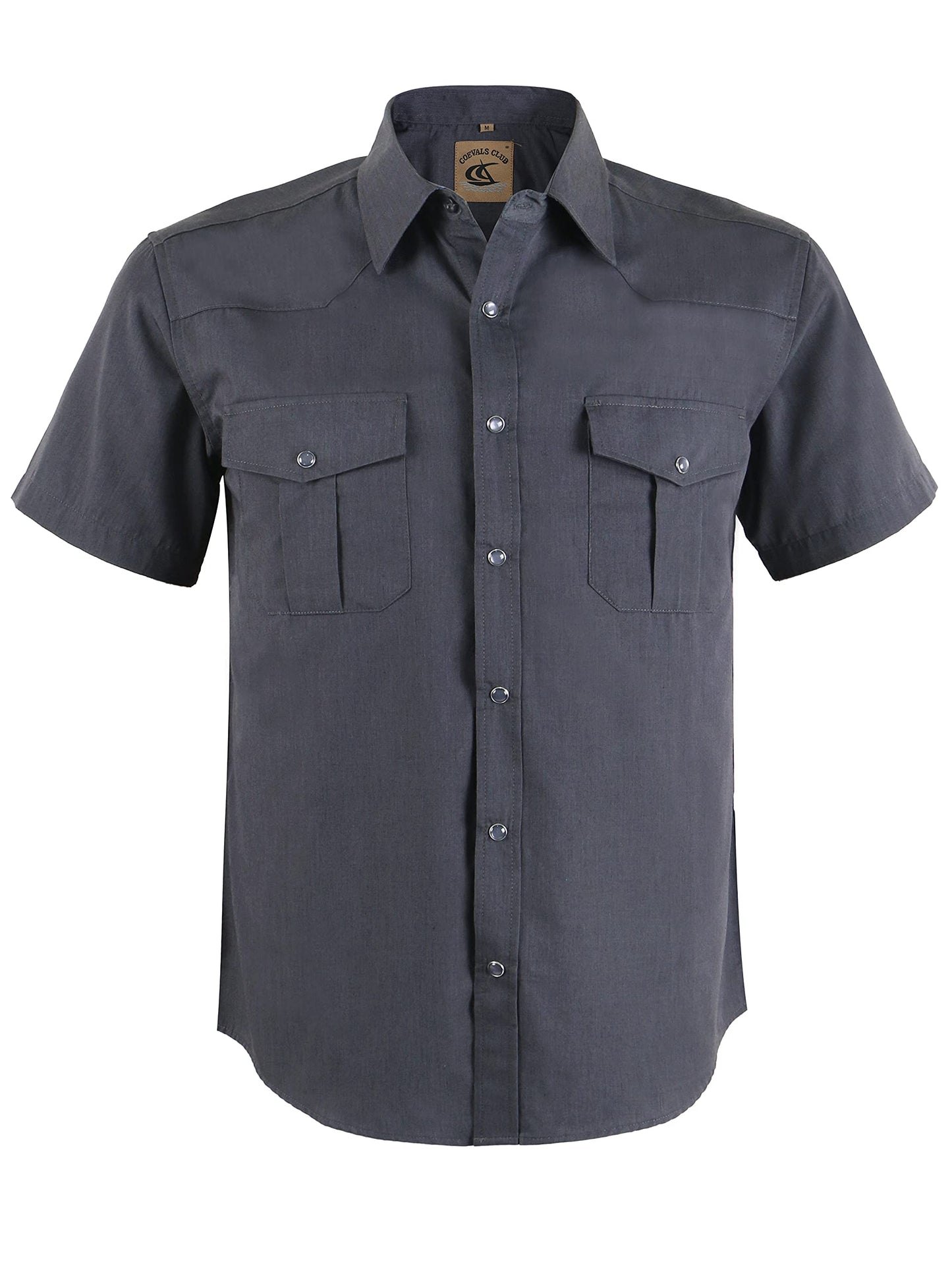 HOTCOEVALS CLUB Men's Western Cowboy Short Sleeve Pearl Snap Casual Plaid Work Shirts