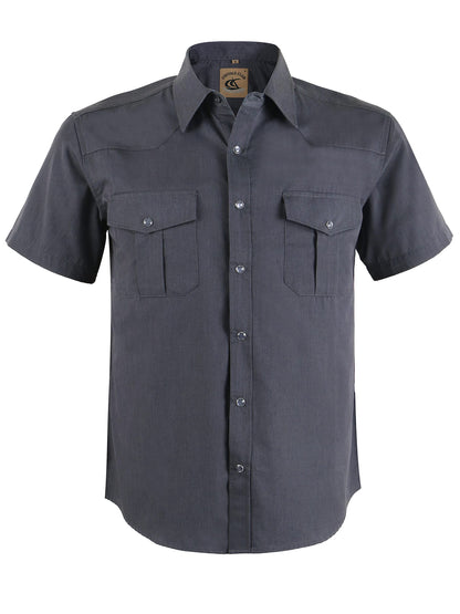 HOTCOEVALS CLUB Men's Western Cowboy Short Sleeve Pearl Snap Casual Plaid Work Shirts