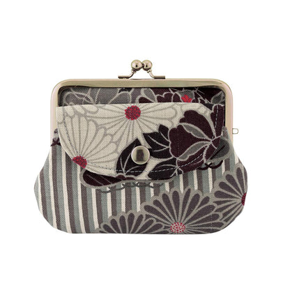 HOTVintage Floral Kiss Lock Coin Change Wallet Purses (Retro Flower - Pinkbeige) / Made in Japan Pouch for Women