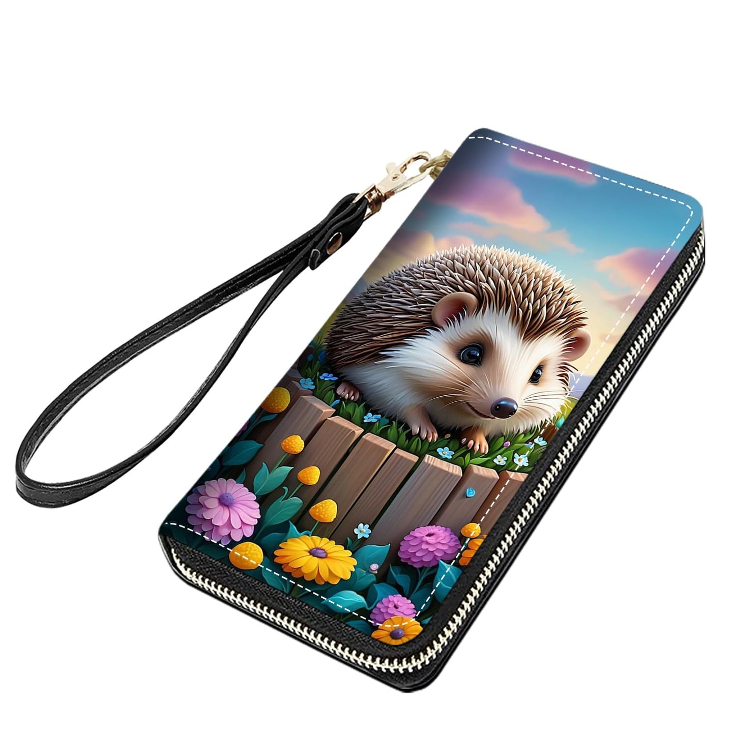 HOTCute Sloth Print Women Large Capacity PU Leather Zip Around Wallet, Multifunctional Clutch Purse for Cash/Card/Coin/Smart Phone