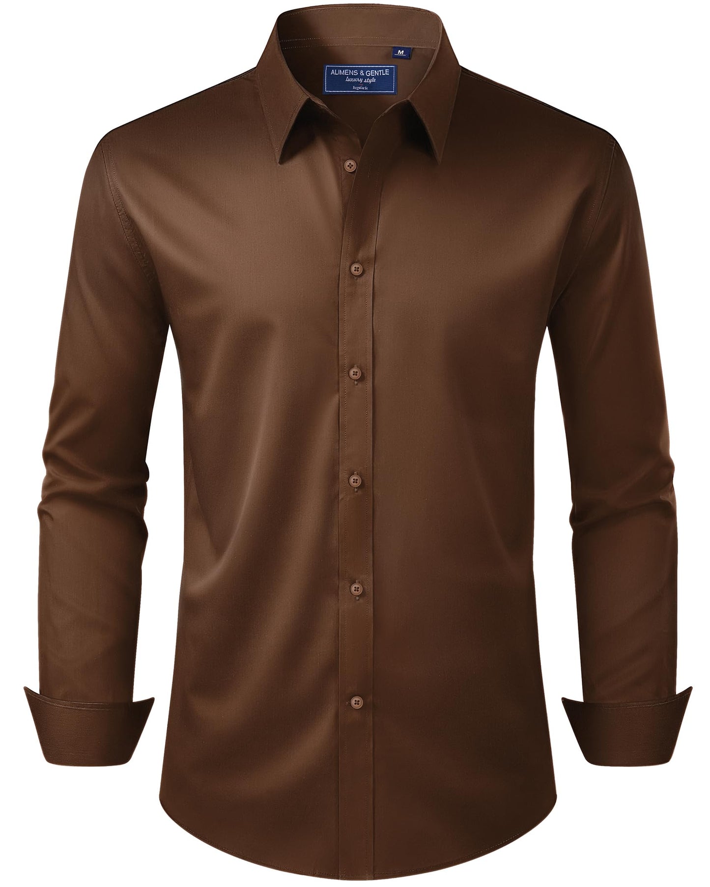 HOTAlimens & Gentle Men's Dress Shirt Regular Fit Stretch Stain Shield Long Sleeve Solid Business Wedding Button Down Shirts