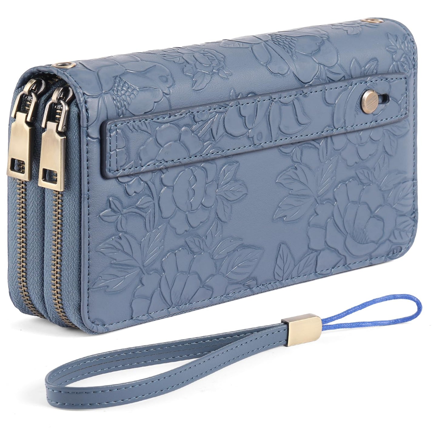HOTGAEKEAO Wallet for Women Clutch RFID Blocking Wristlet Leather Purse Large Capacity Credit Card Holder with Grip Hand Strap