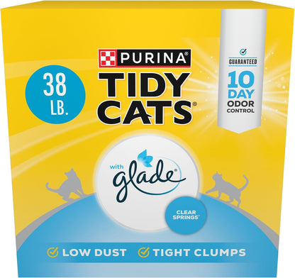 HOTPurina Tidy Cats Lightweight Cat Litter, Clumping Multi Cat, Glade Clear Springs Odor Control, Low Dust, 38 lb. Box