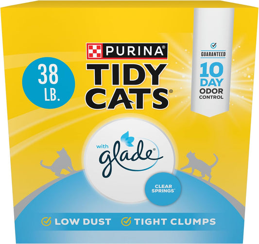 HOTPurina Tidy Cats Lightweight Cat Litter, Clumping Multi Cat, Glade Clear Springs Odor Control, Low Dust, 38 lb. Box